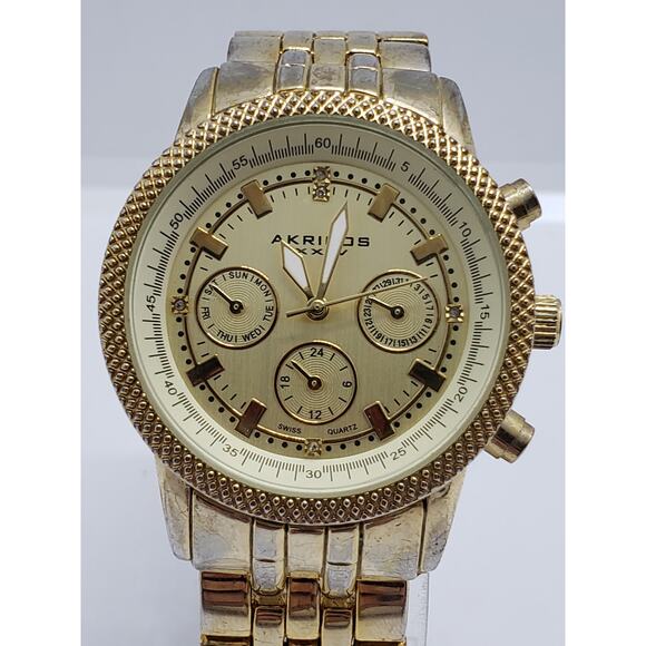 Akribos XXIV Men\'s dress watch. Multifunction face. AK722YG. Working Watch